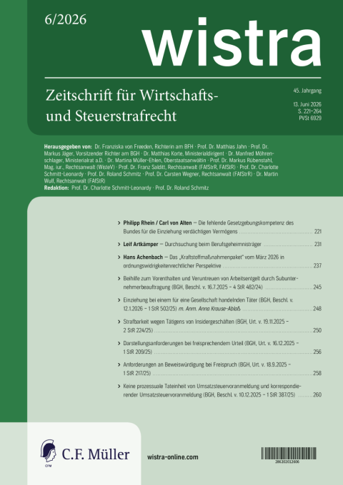 Aktuelles wistra-Cover